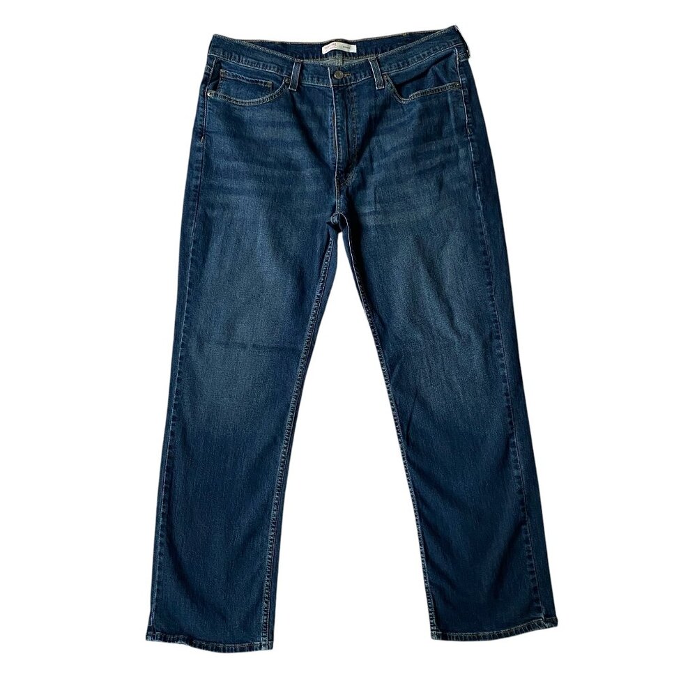 Levi's men's straight leg five pocket dark wash blue denim jeans W38 L32
